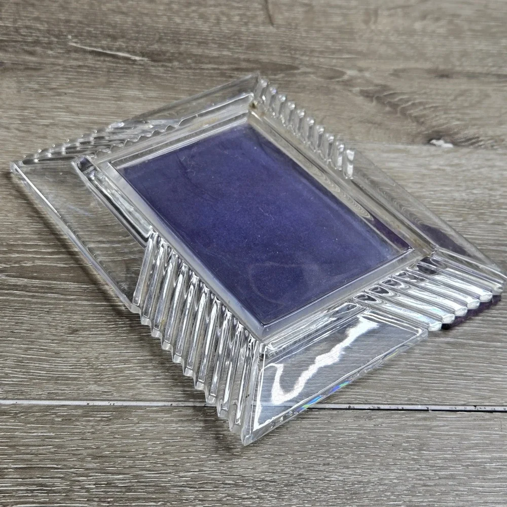 Vintage Mikasa Crystal Picture Frame Crystal Clear Ribbed Art Deco Style 6.1x7.6